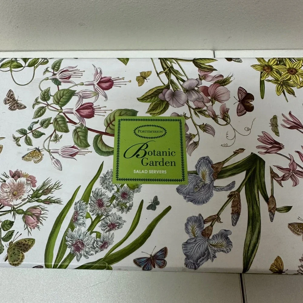 Portmeirion Botanic Garden Salad Server Set 2pc Stainless Ceramic BG1107 Boxed